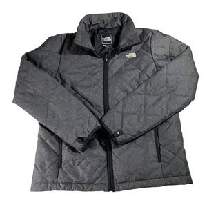 North Face Quilted Nylon Jacket Women's Large Gray Full Zip